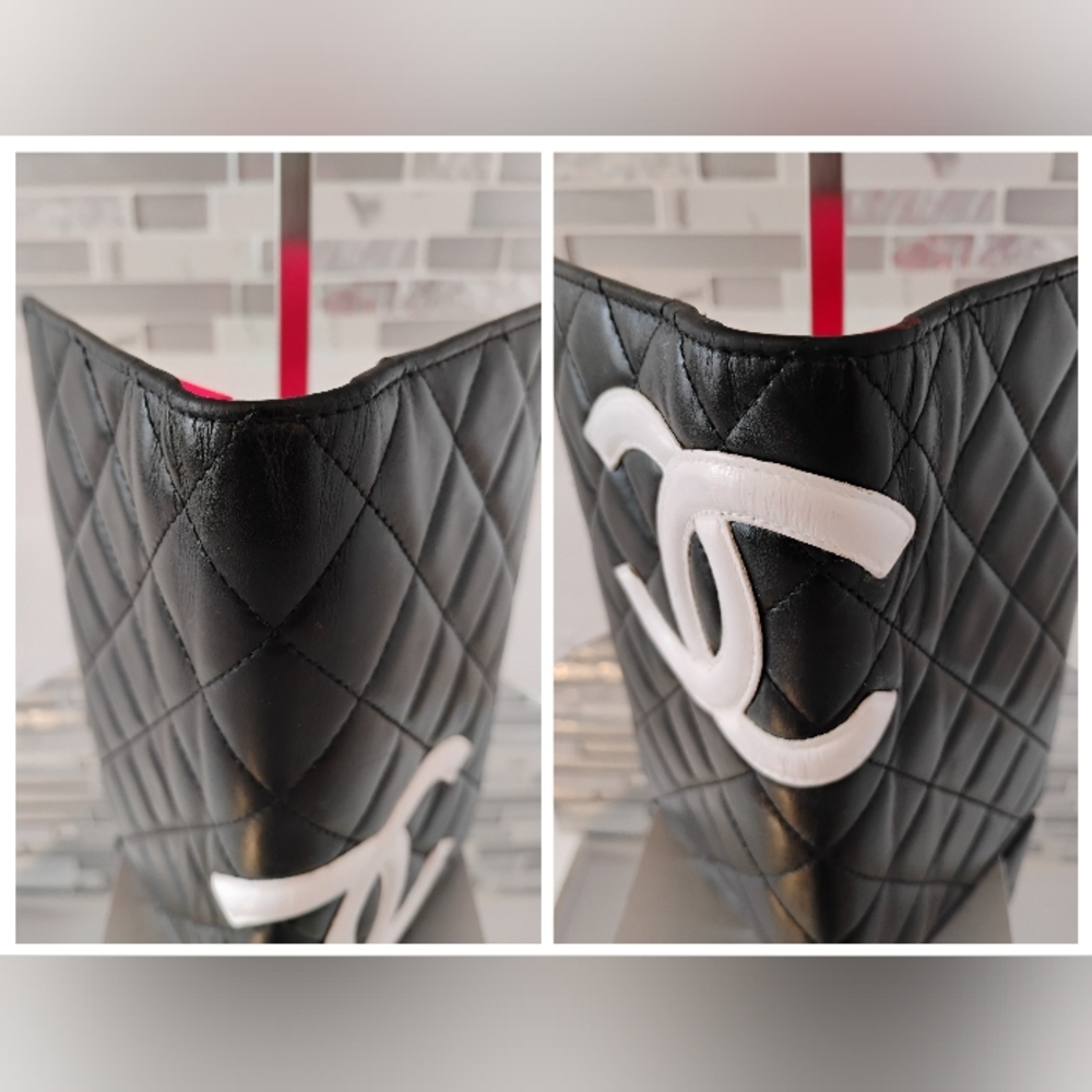 Chanel Cambon Bifold Wallet - Black with White CC & Pink Leather Inside - Picture 5 of 15